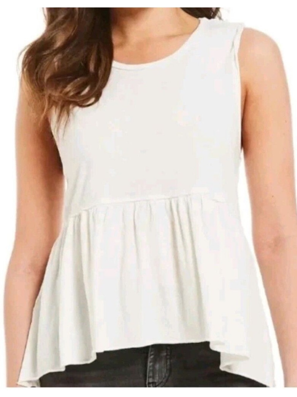NWT Free People we the free anytime tank White Peplum size m - Picture 3 of 10